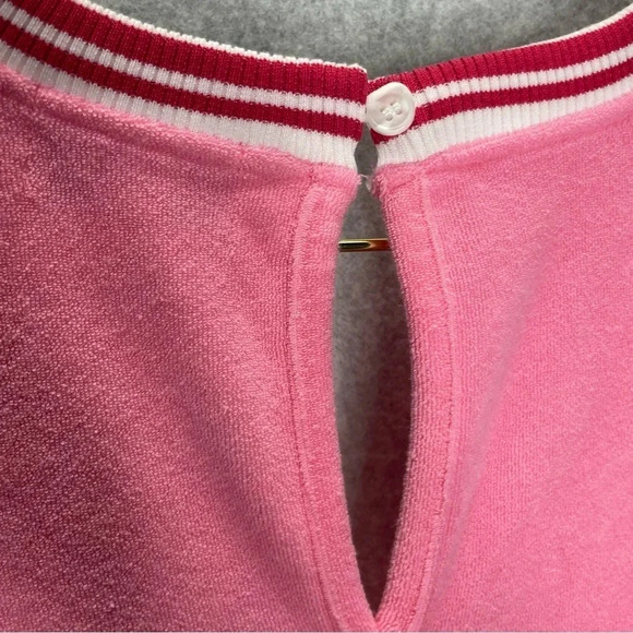 Juicy Couture Terry Cloth Pink Wide Leg Cropped Jumpsuit - Picture 6 of 7